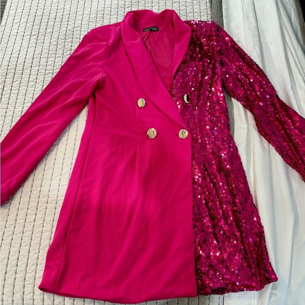 SHEIN Hot Pink Sequin Blazer